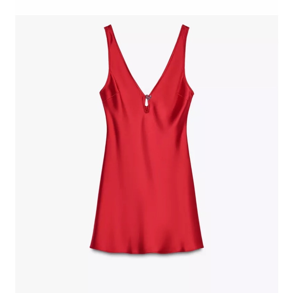 Zara Red Mini Dress with V-Neckline